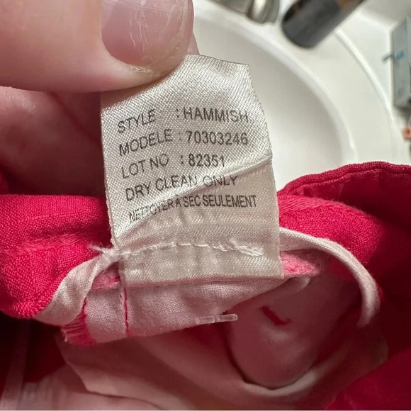 Theory Shorts Pink Pinstriped Linen Shorts Cuffed Hem Size 10 - Picture 7 of 7